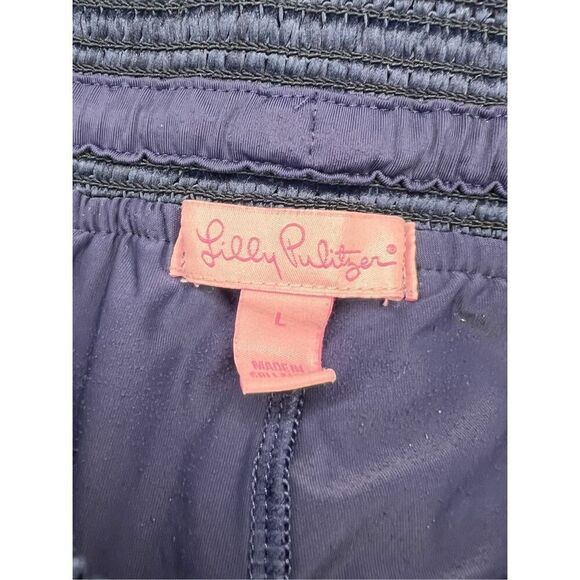 Lilly Pulitzer Women’s Large Claudette Scalloped Shell Lace Shorts Navy Crochet - Picture 4 of 5